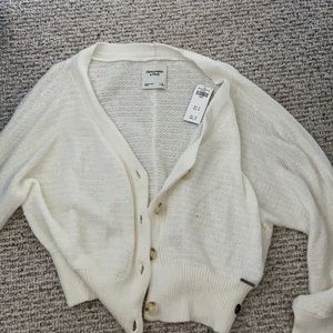 A&F Cropped White Cardigan